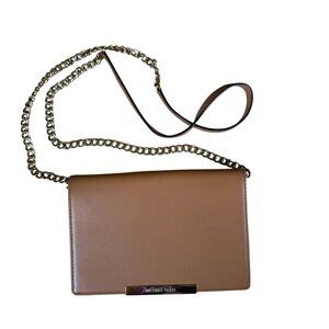 Michael Michael Kors Lana Leather Wallet Clutch Crossbody Bag in Khaki Tan
